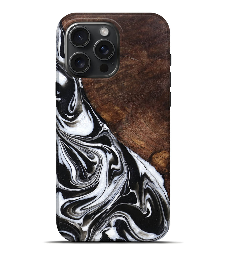 iPhone 16 Pro Max Wood Live Edge Phone Case - Shante (Black & White, 763524)