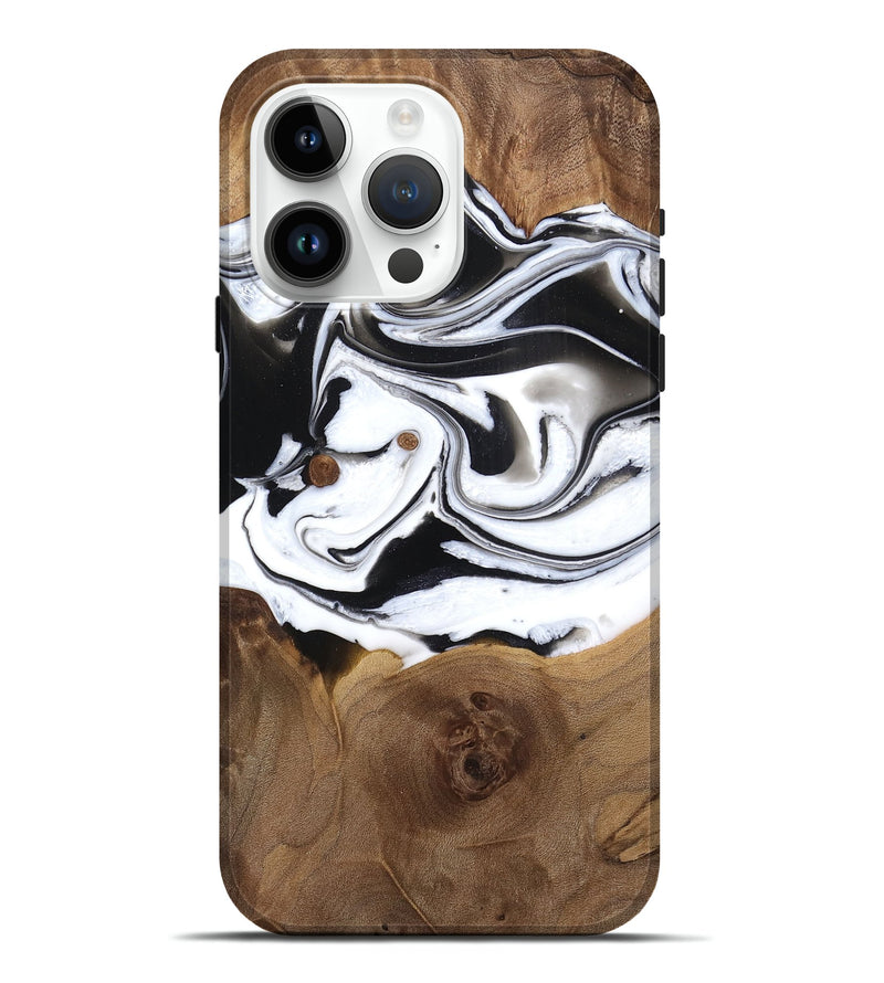 iPhone 15 Pro Max Wood Live Edge Phone Case - Bruno (Black & White, 763527)