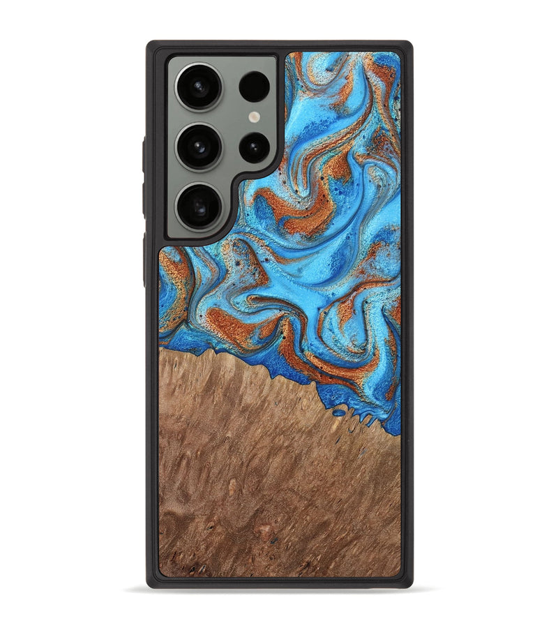 Galaxy S23 Ultra Wood Phone Case - Malachi (Teal & Gold, 763886)