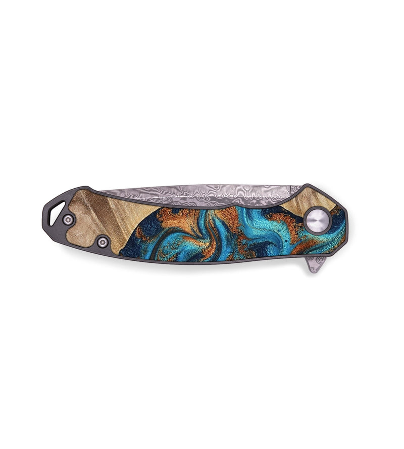 EDC Wood Pocket Knife - Hendrix (Teal & Gold, 763906)