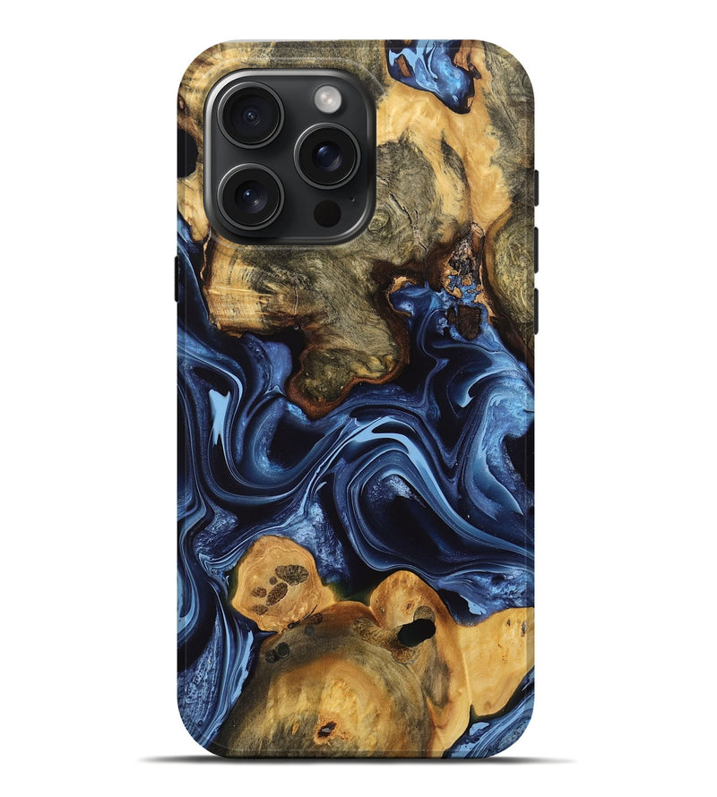 iPhone 16 Pro Max Wood Live Edge Phone Case - Braden (Blue, 764211)