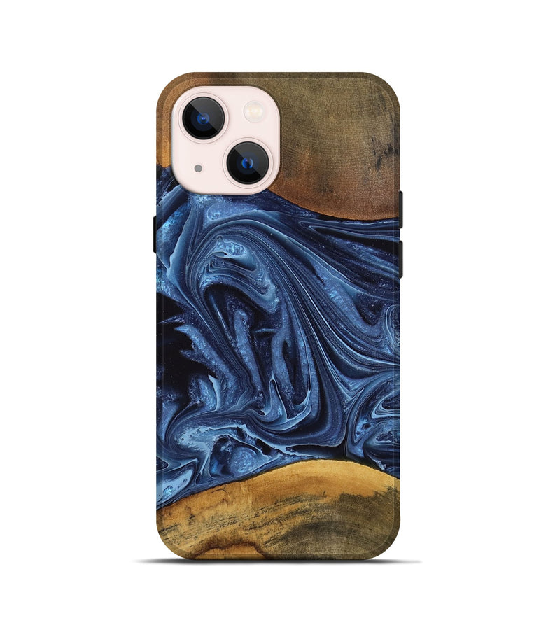 iPhone 13 mini Wood Live Edge Phone Case - Jasiah (Blue, 764212)