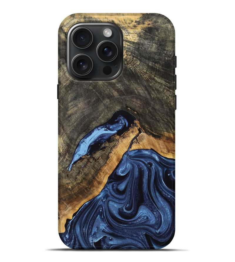 iPhone 16 Pro Max Wood Live Edge Phone Case - Gregory (Blue, 764221)