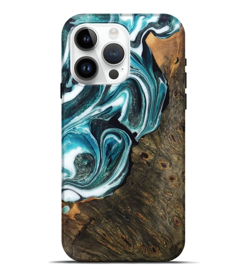 iPhone 15 Pro Max Wood Live Edge Phone Case - Baker (Blue, 764226)