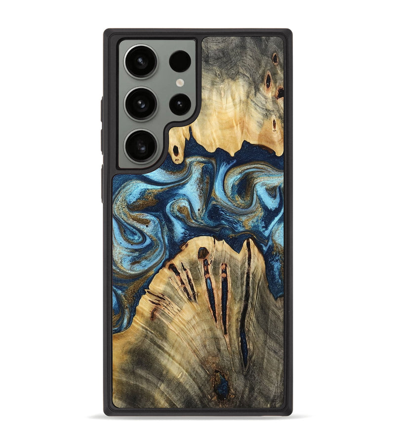 Galaxy S23 Ultra Wood Phone Case - Bell (Teal & Gold, 764572)