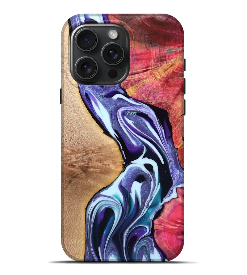 iPhone 16 Pro Max Wood Live Edge Phone Case - Kahlani (Purple, 764891)