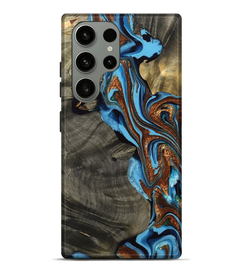 Galaxy S23 Ultra Wood Live Edge Phone Case - Ronaldo (Teal & Gold, 764895)