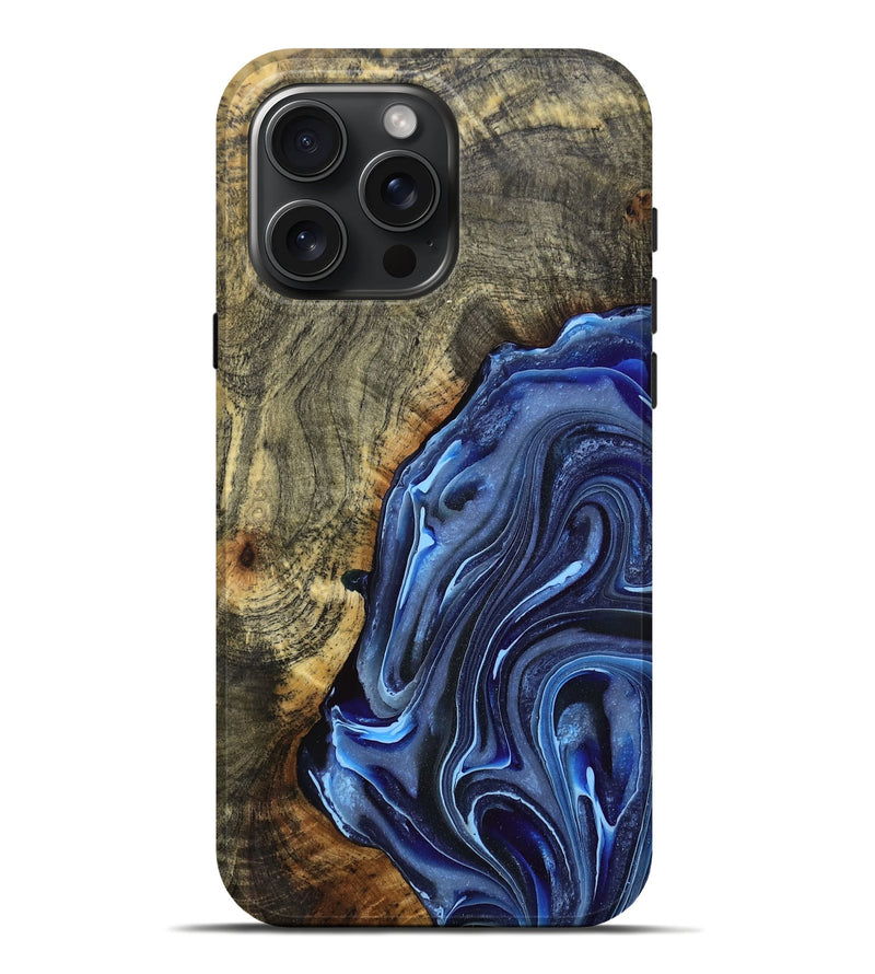 iPhone 16 Pro Max Wood Live Edge Phone Case - Truman (Blue, 765285)