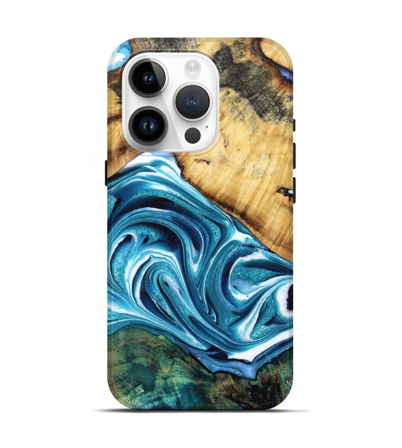 iPhone 15 Pro Wood Live Edge Phone Case - Diego (Blue, 765290)