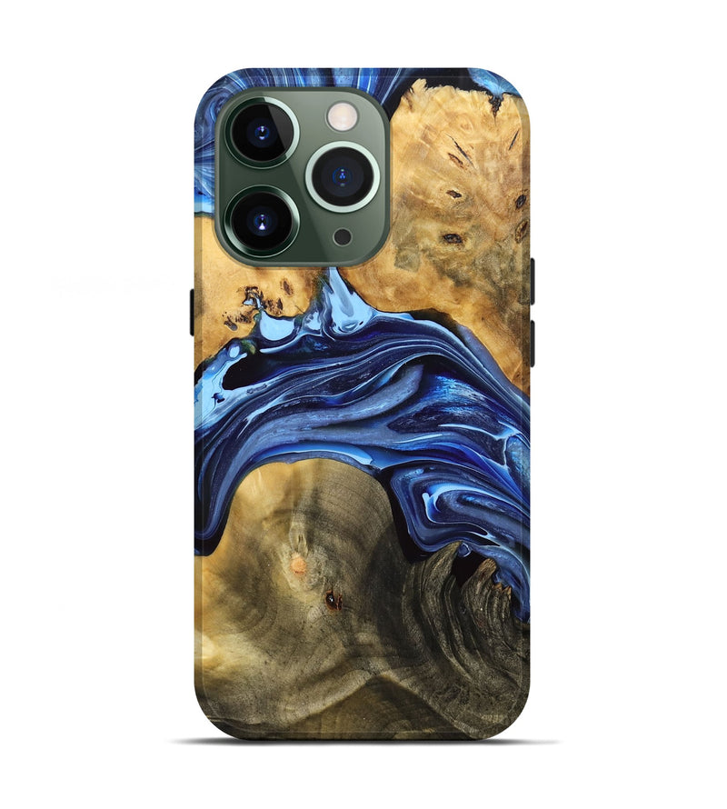 iPhone 13 Pro Wood Live Edge Phone Case - Morton (Blue, 765291)