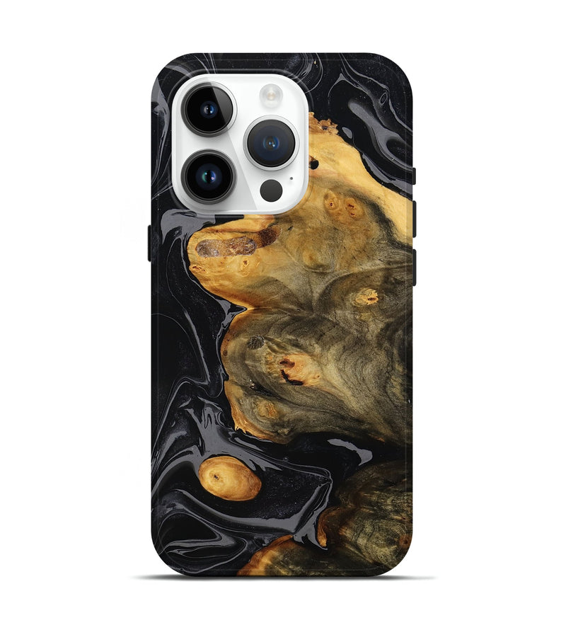 iPhone 15 Pro Wood Live Edge Phone Case - Tomika (Black & White, 765722)