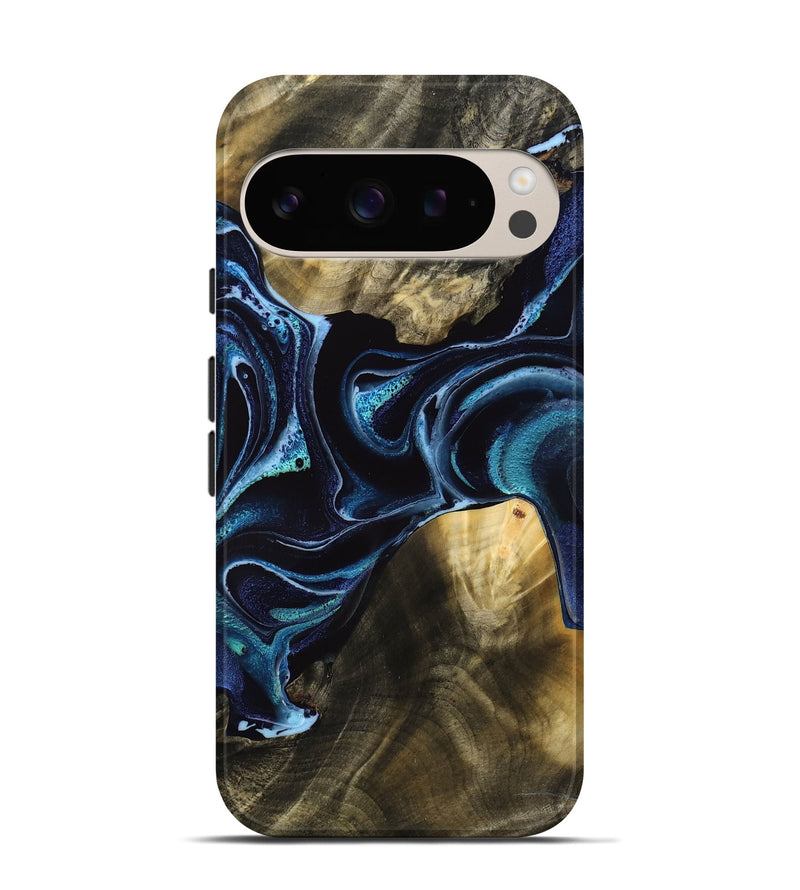 Pixel 9 Pro Wood Live Edge Phone Case - Trish (Blue, 765726)