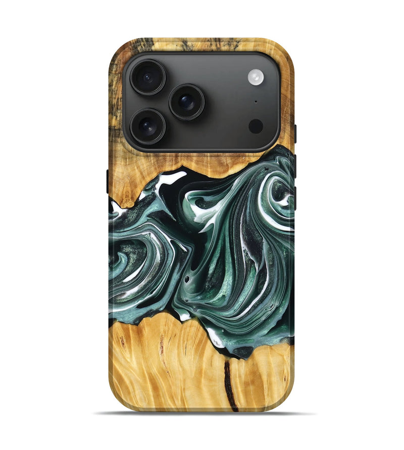iPhone 17 Pro Wood Live Edge Phone Case - Keira (Green, 765732)