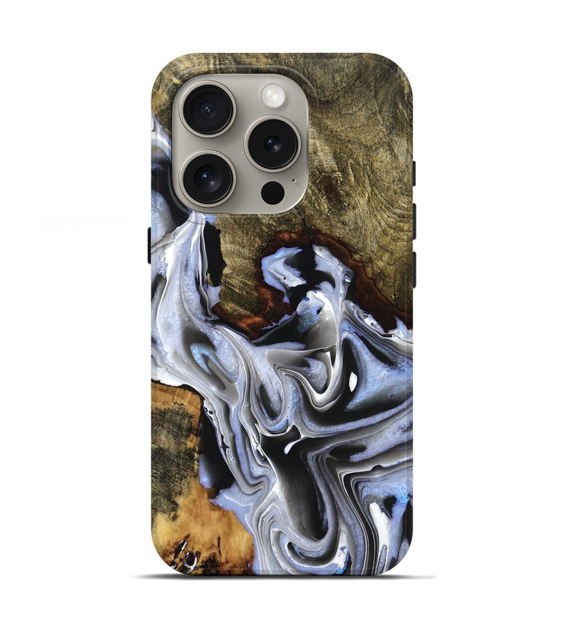 iPhone 16 Pro Wood Live Edge Phone Case - Torrey (Black & White, 765733)
