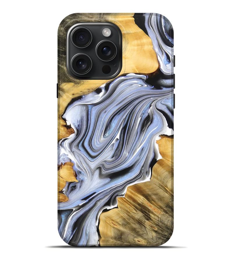 iPhone 16 Pro Max Wood Live Edge Phone Case - Cullen (Black & White, 765734)