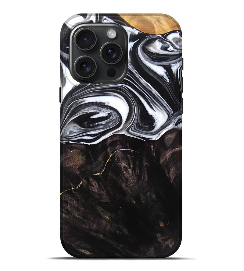 iPhone 16 Pro Max Wood Live Edge Phone Case - Axton (Black & White, 765736)