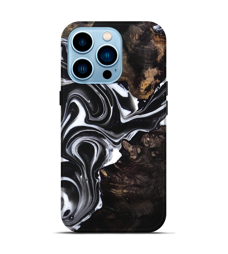 iPhone 14 Pro Wood Live Edge Phone Case - Connie (Black & White, 765738)