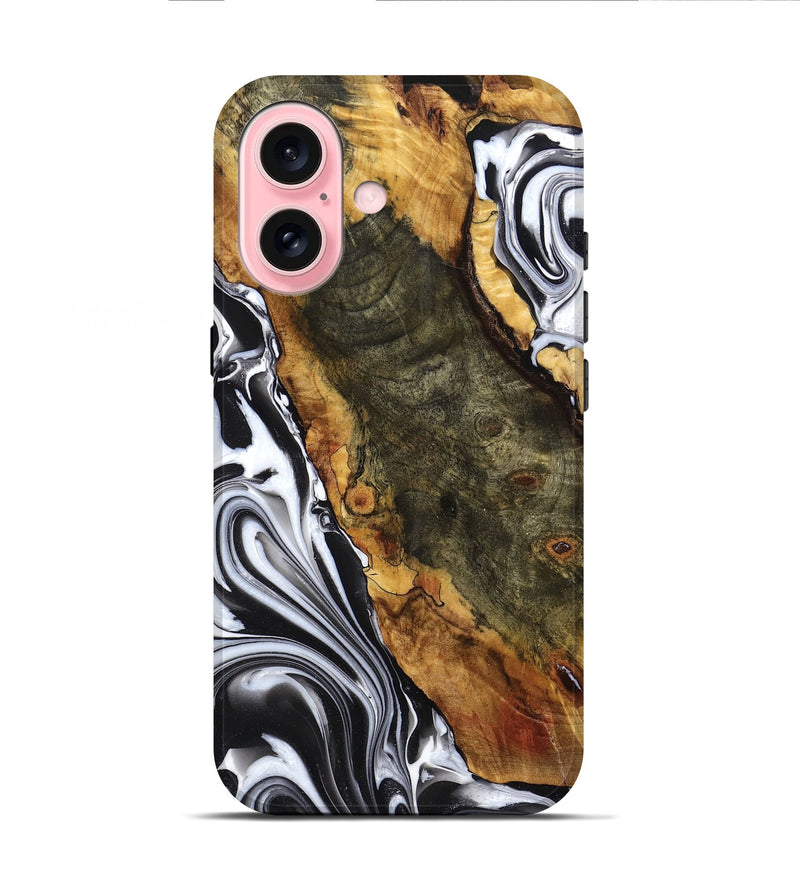 iPhone 16 Wood Live Edge Phone Case - Axl (Black & White, 765739)