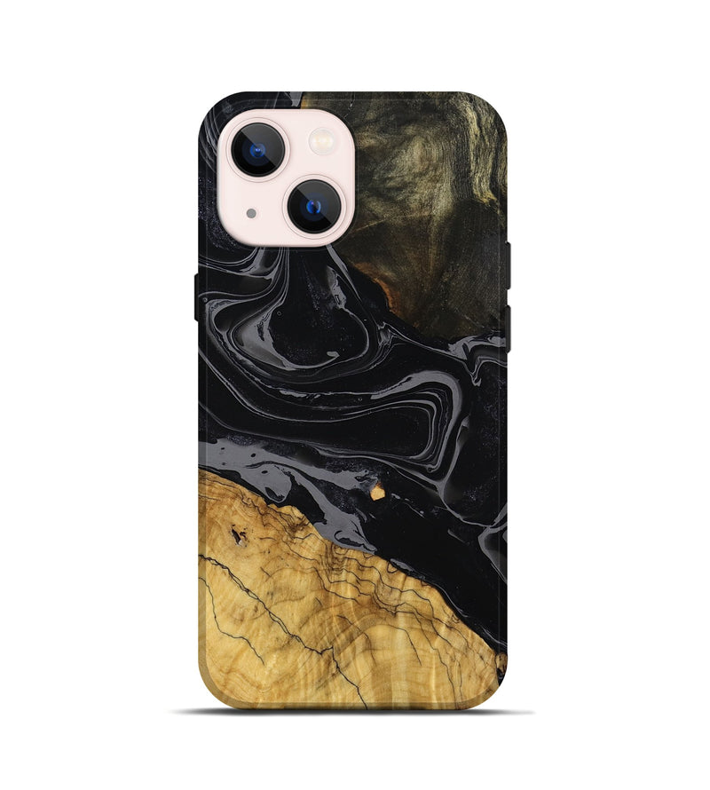 iPhone 13 mini Wood Live Edge Phone Case - Anita (Black & White, 765740)