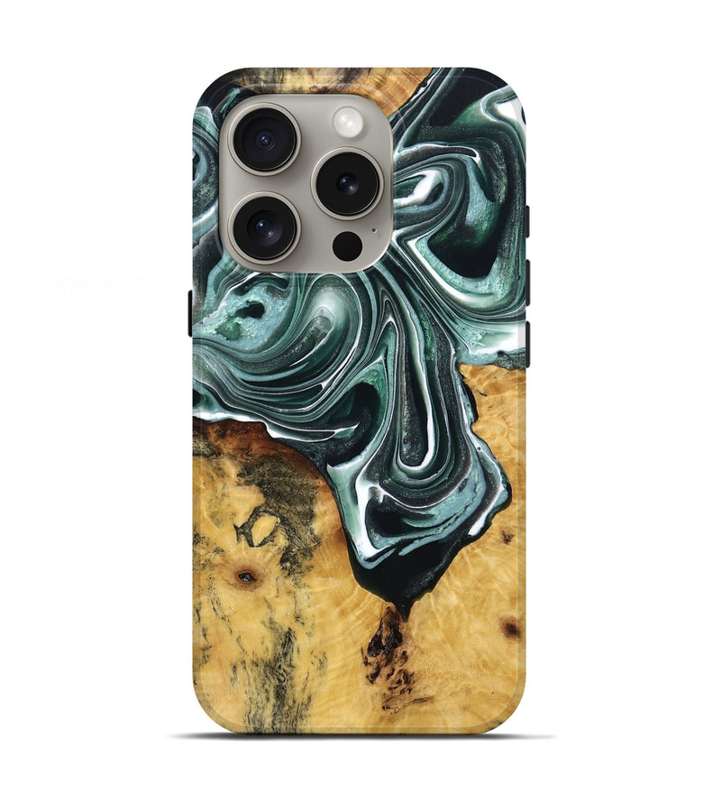 iPhone 16 Pro Wood Live Edge Phone Case - Jammie (Green, 765742)