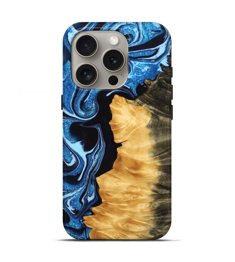 iPhone 16 Pro Wood Live Edge Phone Case - Sydney (Blue, 765743)