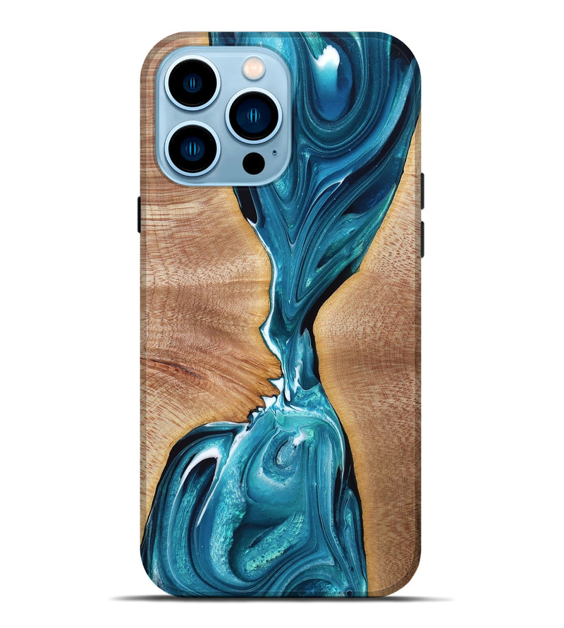 iPhone 14 Pro Max Wood Live Edge Phone Case - Dior (Blue, 765747)