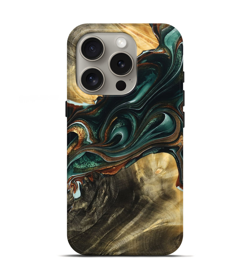 iPhone 16 Pro Wood Live Edge Phone Case - Musa (Green, 765749)