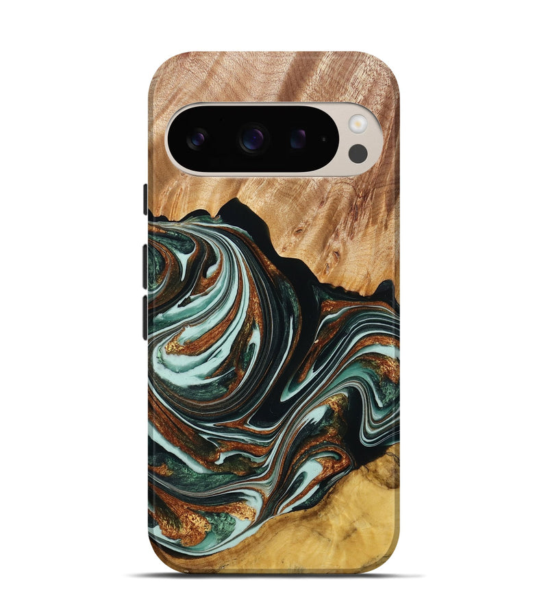 Pixel 9 Wood Live Edge Phone Case - Kalyn (Green, 765750)