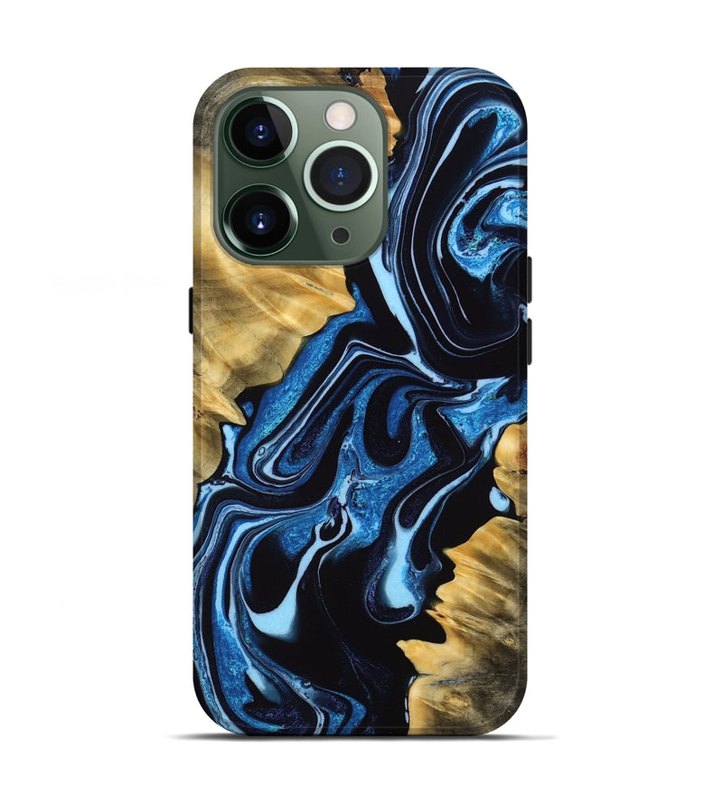 iPhone 13 Pro Wood Live Edge Phone Case - Kinslee (Blue, 765756)