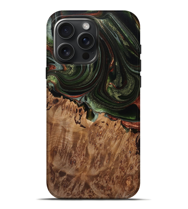 iPhone 16 Pro Max Wood Live Edge Phone Case - Renada (Green, 766063)