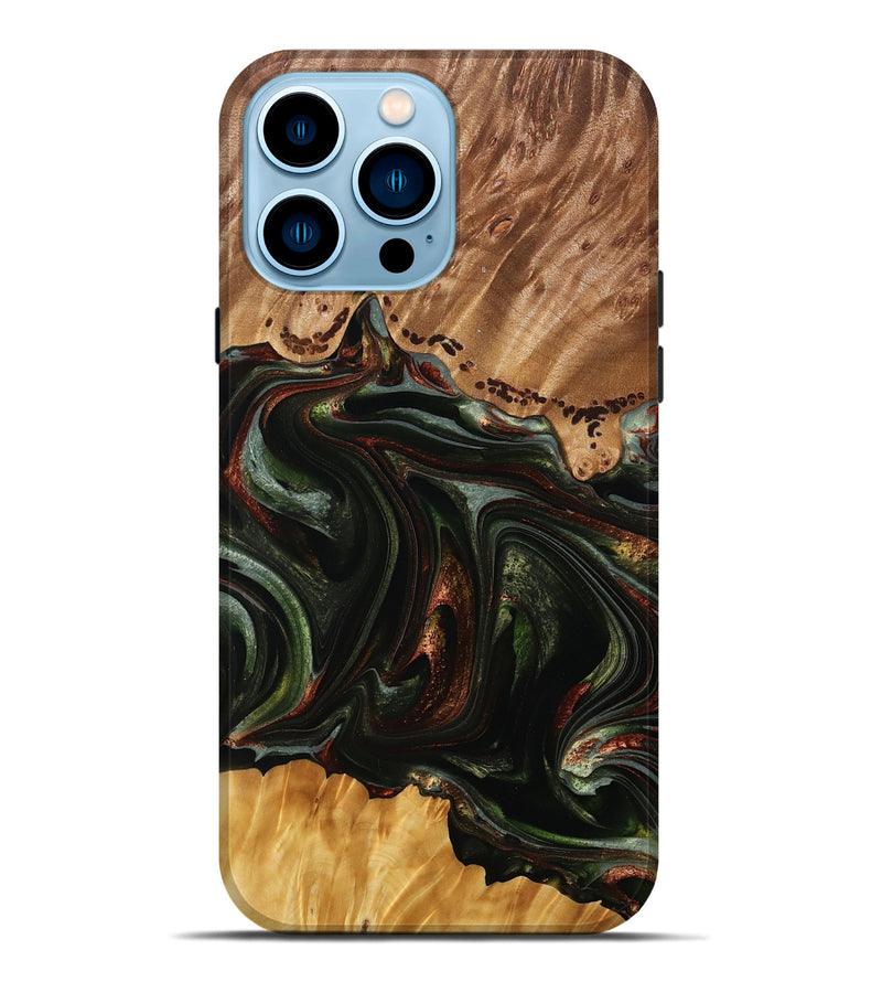 iPhone 14 Pro Max Wood Live Edge Phone Case - Annetta (Green, 766065)