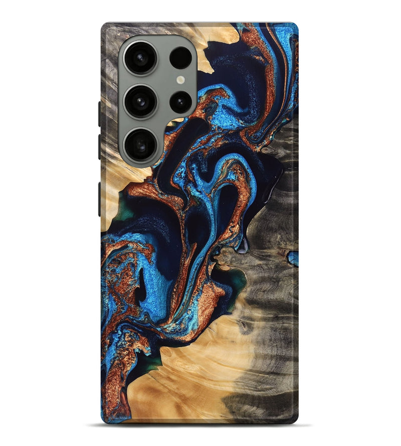 Galaxy S23 Ultra Wood Live Edge Phone Case - Lainey (Teal & Gold, 766068)