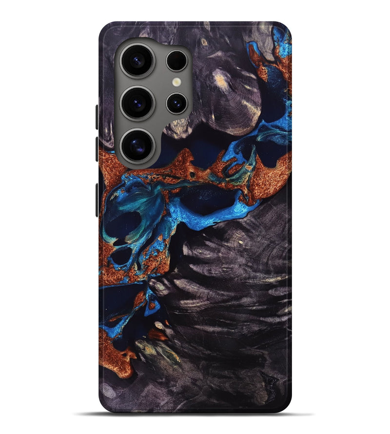 Galaxy S25 Ultra Wood Live Edge Phone Case - Meir (Teal & Gold, 766069)
