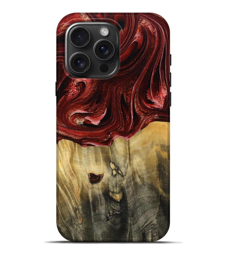 iPhone 16 Pro Max Wood Live Edge Phone Case - Wayne (Red, 766077)