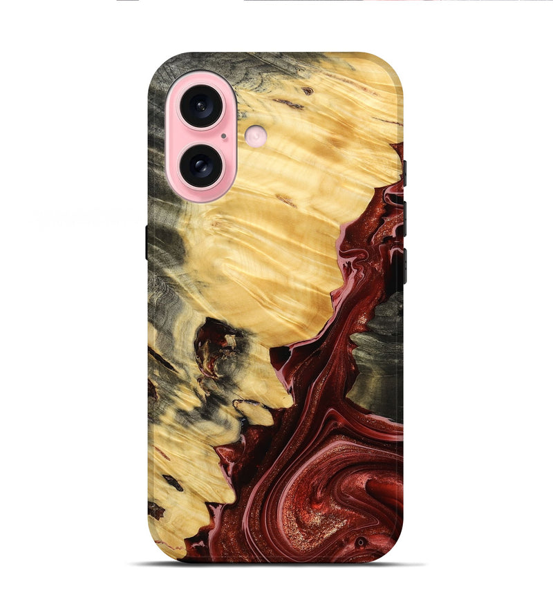 iPhone 16 Wood Live Edge Phone Case - Flynn (Red, 766078)