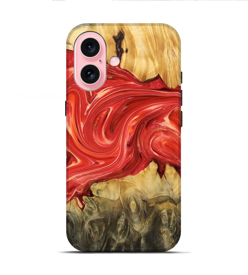 iPhone 16 Wood Live Edge Phone Case - Jenny (Red, 766081)