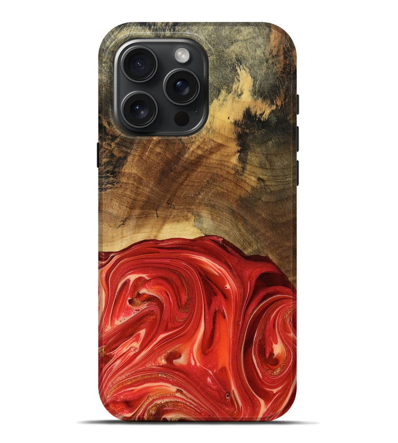 iPhone 16 Pro Max Wood Live Edge Phone Case - Reya (Red, 766082)