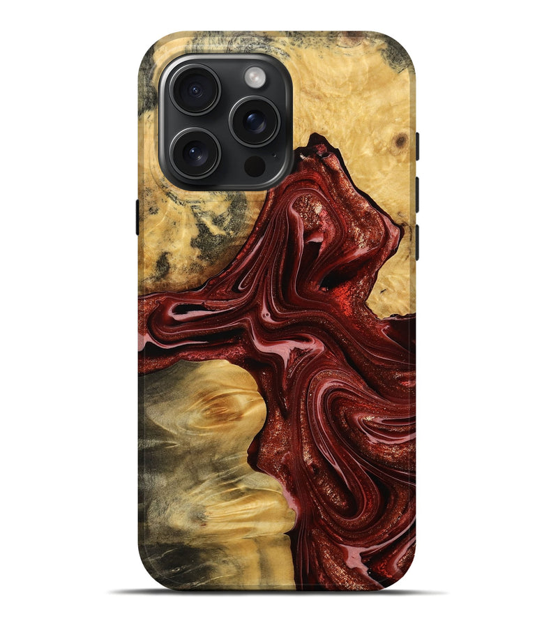 iPhone 16 Pro Max Wood Live Edge Phone Case - Nico (Red, 766083)