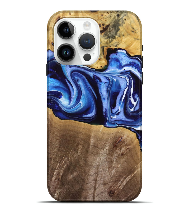 iPhone 15 Pro Max Wood Live Edge Phone Case - Haywood (Blue, 766137)