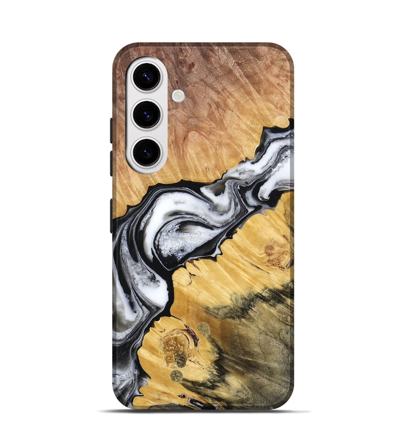 Galaxy S25 Wood Live Edge Phone Case - Franco (Black & White, 766143)