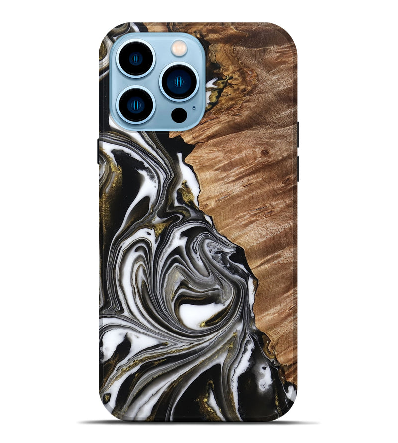 iPhone 14 Pro Max Wood Live Edge Phone Case - Webster (Black & White, 766144)