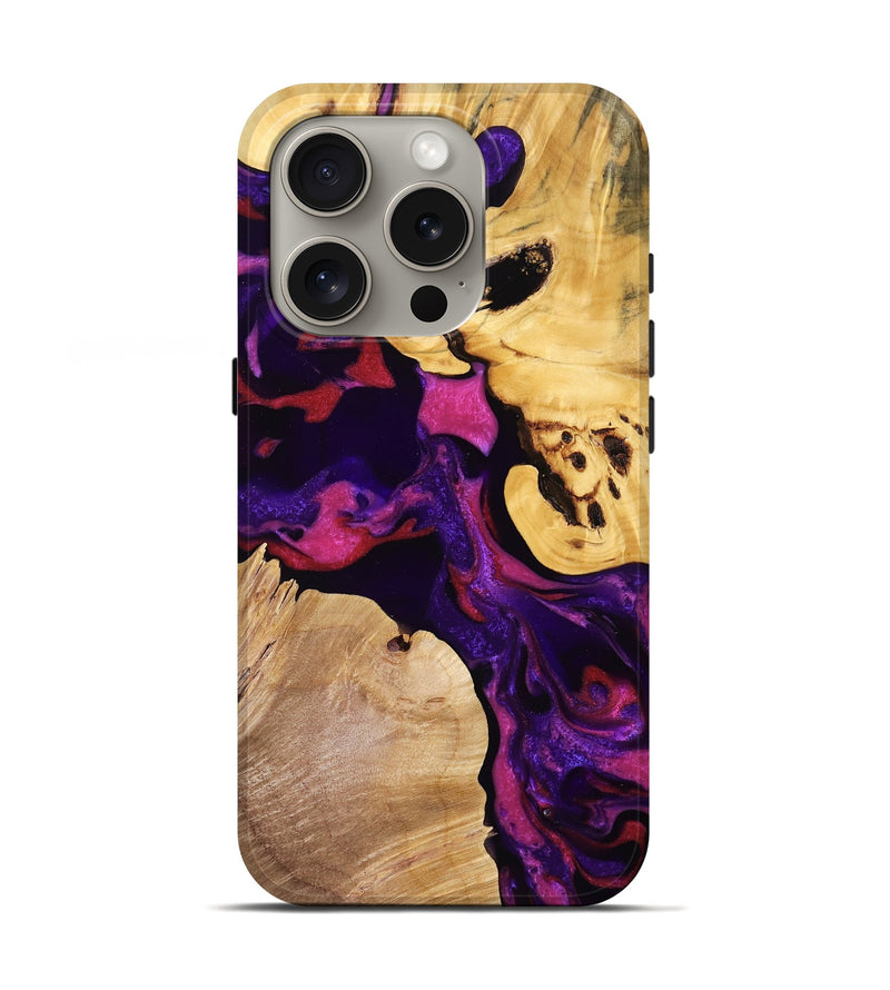 iPhone 16 Pro Wood Live Edge Phone Case - King (Purple, 766147)