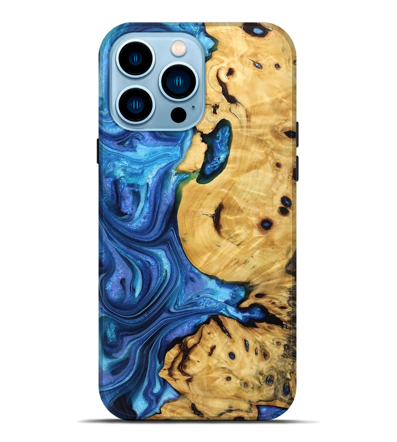 iPhone 14 Pro Max Wood Live Edge Phone Case - Lyndsey (Blue, 766156)