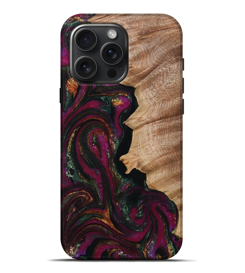 iPhone 16 Pro Max Wood Live Edge Phone Case - Mose (Purple, 766160)