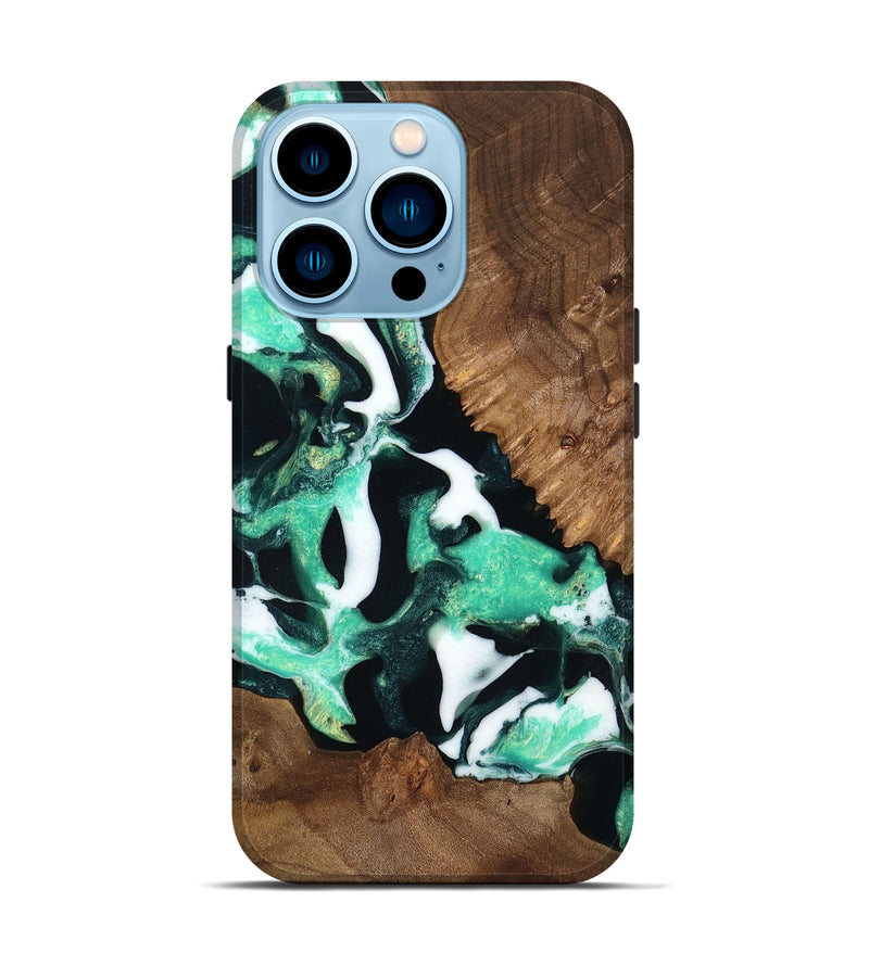 iPhone 14 Pro Wood Live Edge Phone Case - Hoyt (Green, 766169)