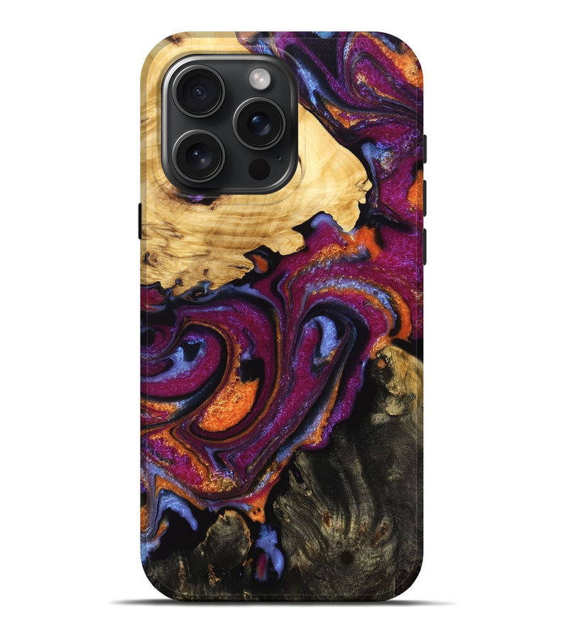 iPhone 16 Pro Max Wood Live Edge Phone Case - Azrael (Purple, 766174)