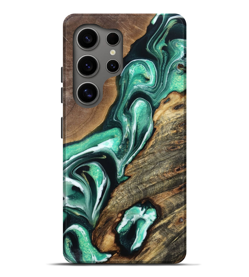 Galaxy S25 Ultra Wood Live Edge Phone Case - Bear (Green, 766182)