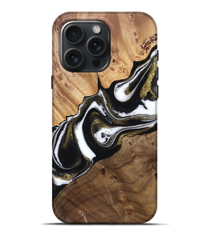 iPhone 16 Pro Max Wood Live Edge Phone Case - Gannon (Black & White, 766184)