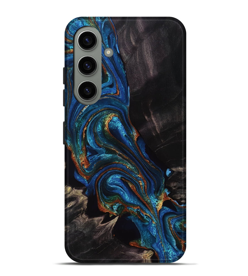 Galaxy S24 Plus Wood Live Edge Phone Case - Jessica (Teal & Gold, 766196)