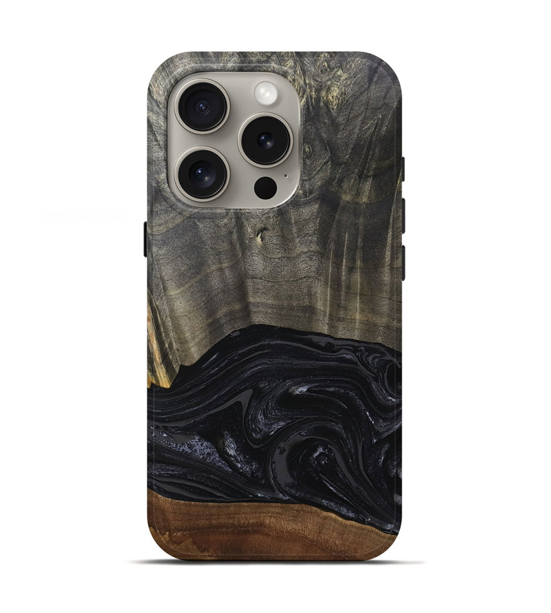 iPhone 16 Pro Wood Live Edge Phone Case - Camila (Black & White, 766650)